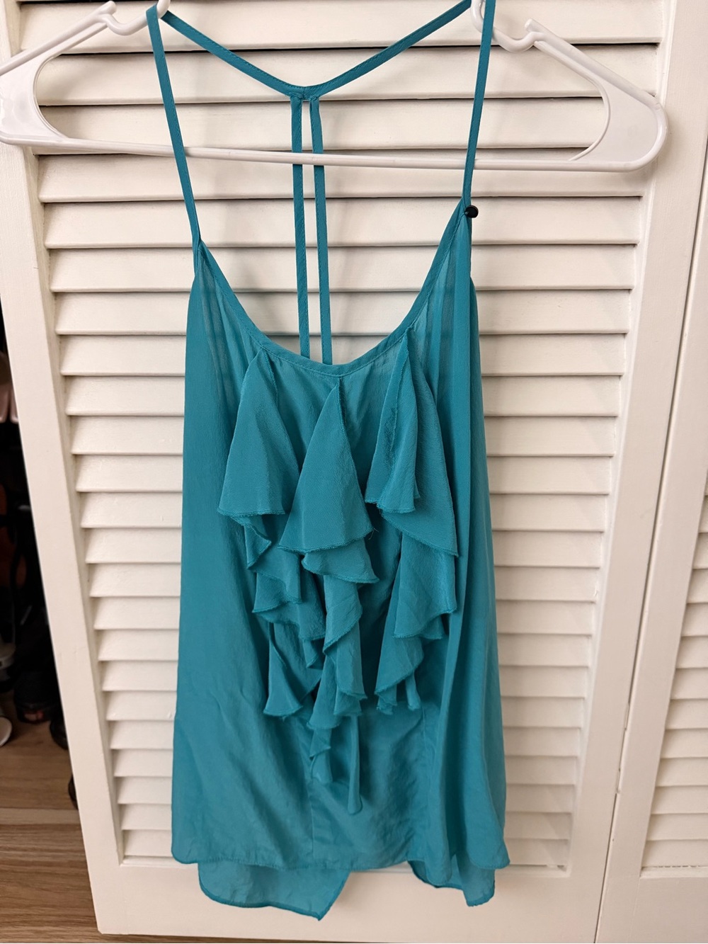 Guess Ruffled Teal Spaghetti Strap Tank Top